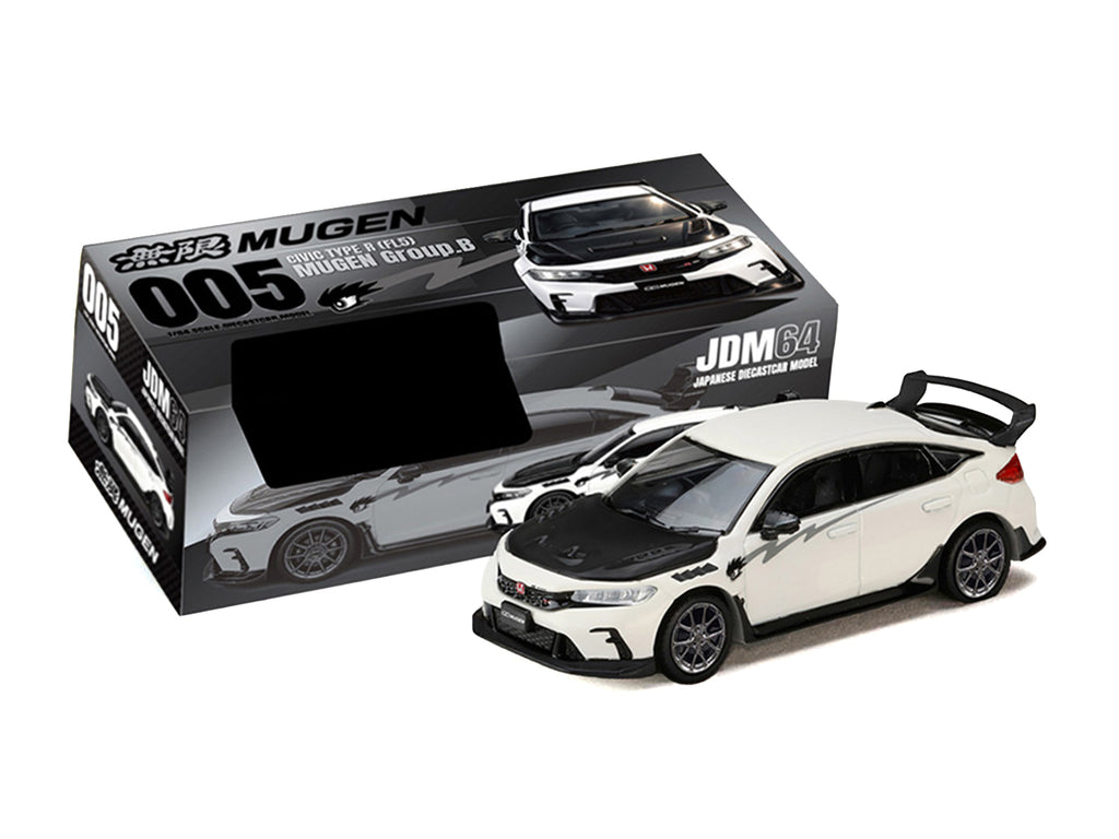Honda Civic Type R (FL5) RHD (Right Hand Drive) Championship White with Carbon Hood "MUGEN Group B" (2025) "JDM64" Series by Hobby Japan - image 3