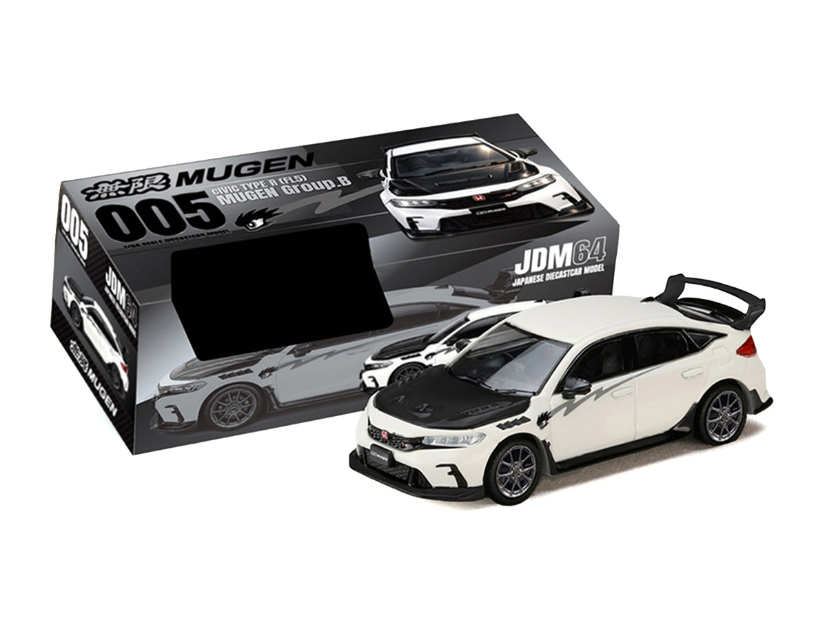 Honda Civic Type R (FL5) RHD (Right Hand Drive) Championship White with Carbon Hood "MUGEN Group B" (2025) "JDM64" Series by Hobby Japan - image 3