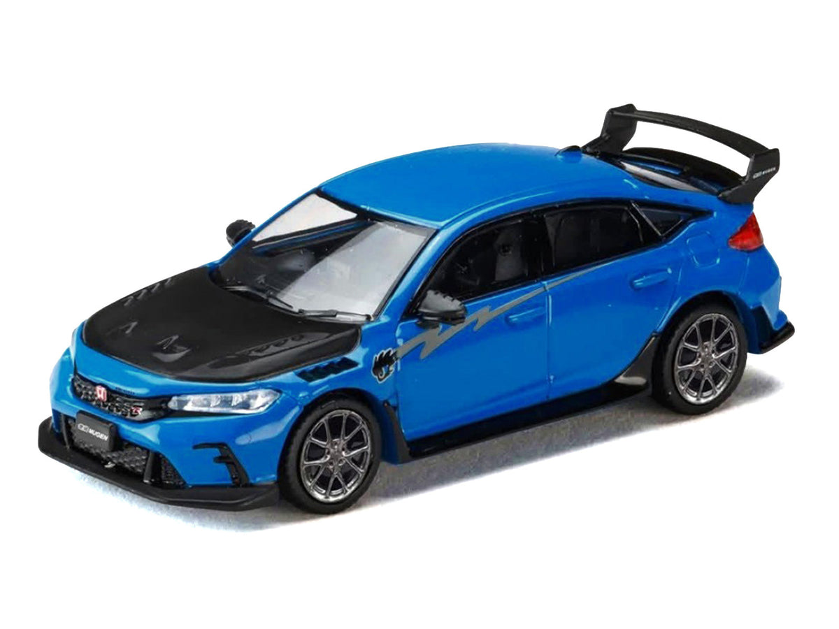 Honda Civic Type R (FL5) RHD (Right Hand Drive) Racing Blue Pearl with Carbon Hood "MUGEN Group B" (2025) "JDM64" Series 1/64 Diecast Model Car by Hobby Japan - image 2
