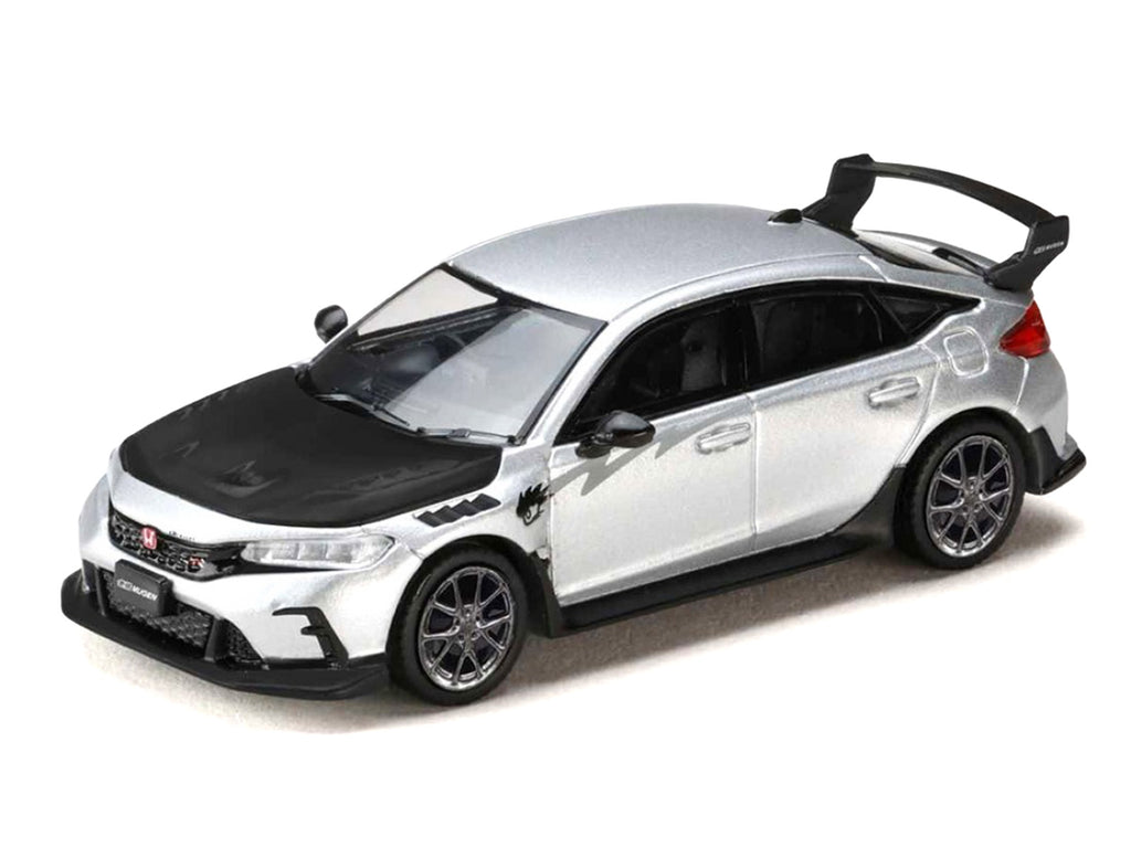 Honda Civic Type R (FL5) RHD (Right Hand Drive) Matt Silver Metallic with Carbon Hood "MUGEN Group B" (2025) "JDM64" Series 1/64 Diecast Model Car by Hobby Japan - image 2