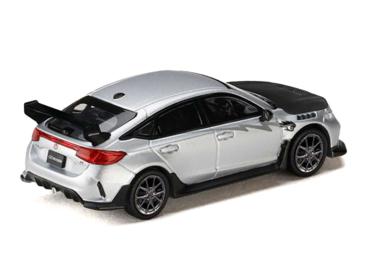 Honda Civic Type R (FL5) RHD (Right Hand Drive) Matt Silver Metallic with Carbon Hood "MUGEN Group B" (2025) "JDM64" Series 1/64 Diecast Model Car by Hobby Japan - image 3