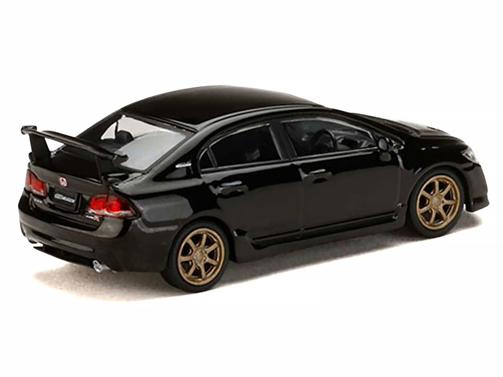 Honda Mugen Civic Type R (FD2) RHD (Right Hand Drive) Crystal Black Pearl with Gold Wheels "JDM64" Series 1/64 Diecast Model Car by Hobby Japan - image 3