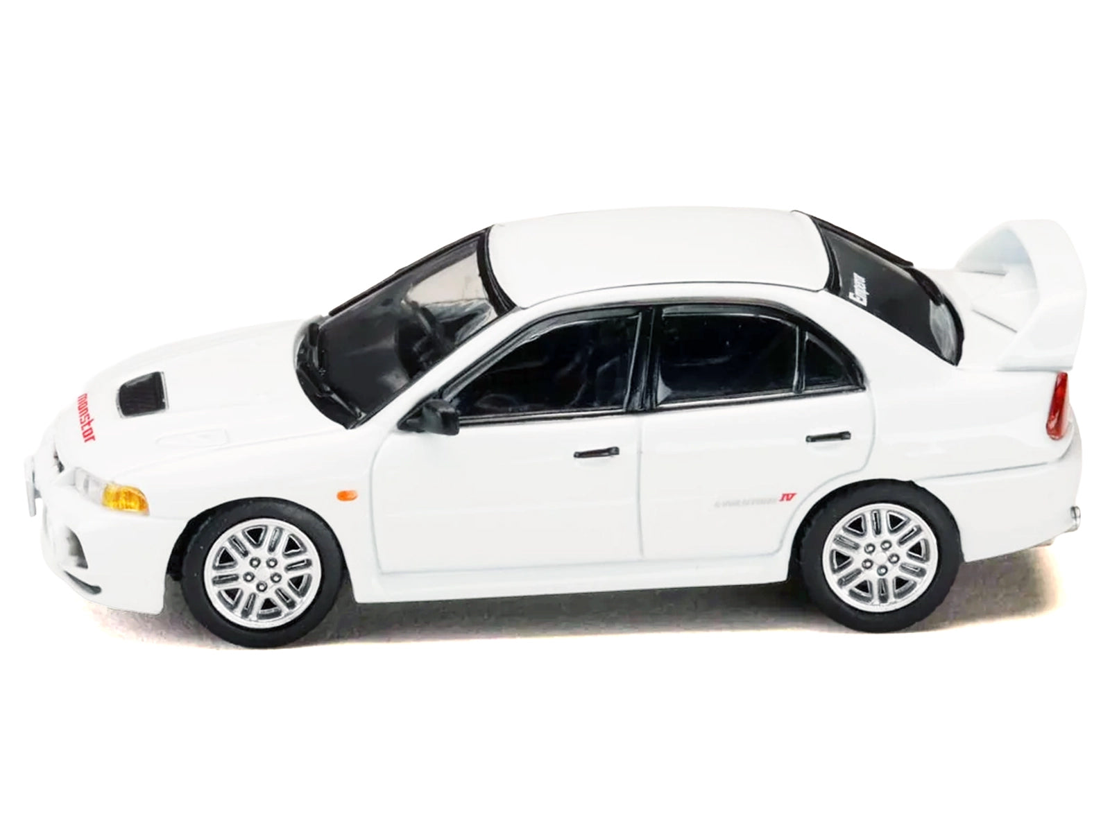 Mitsubishi Lancer RS Evolution IV RHD (Right Hand Drive) "MonStar" White "Initial D" (1995-2013) Manga "Diorama Set Series" 1/64 Diecast Model car by Hobby Japan - image 2