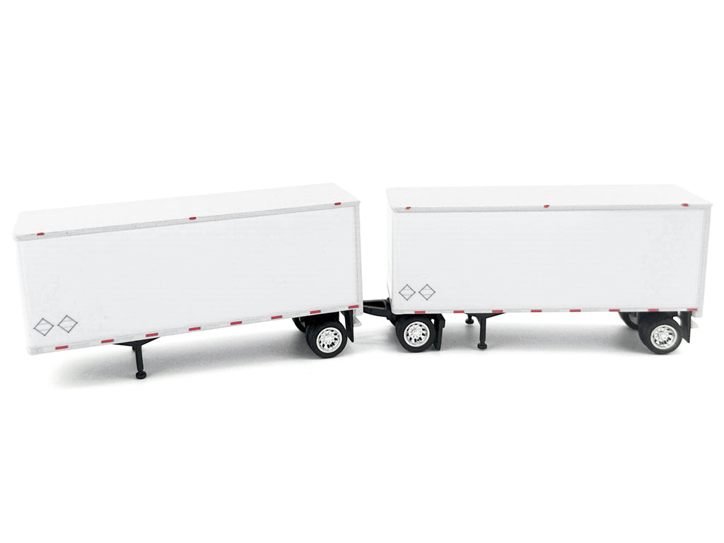 28' Dry Van Double Pup Trailers White Set of 2 pieces 1/87 (HO) Scale Plastic Model by HO Logistics - image 2