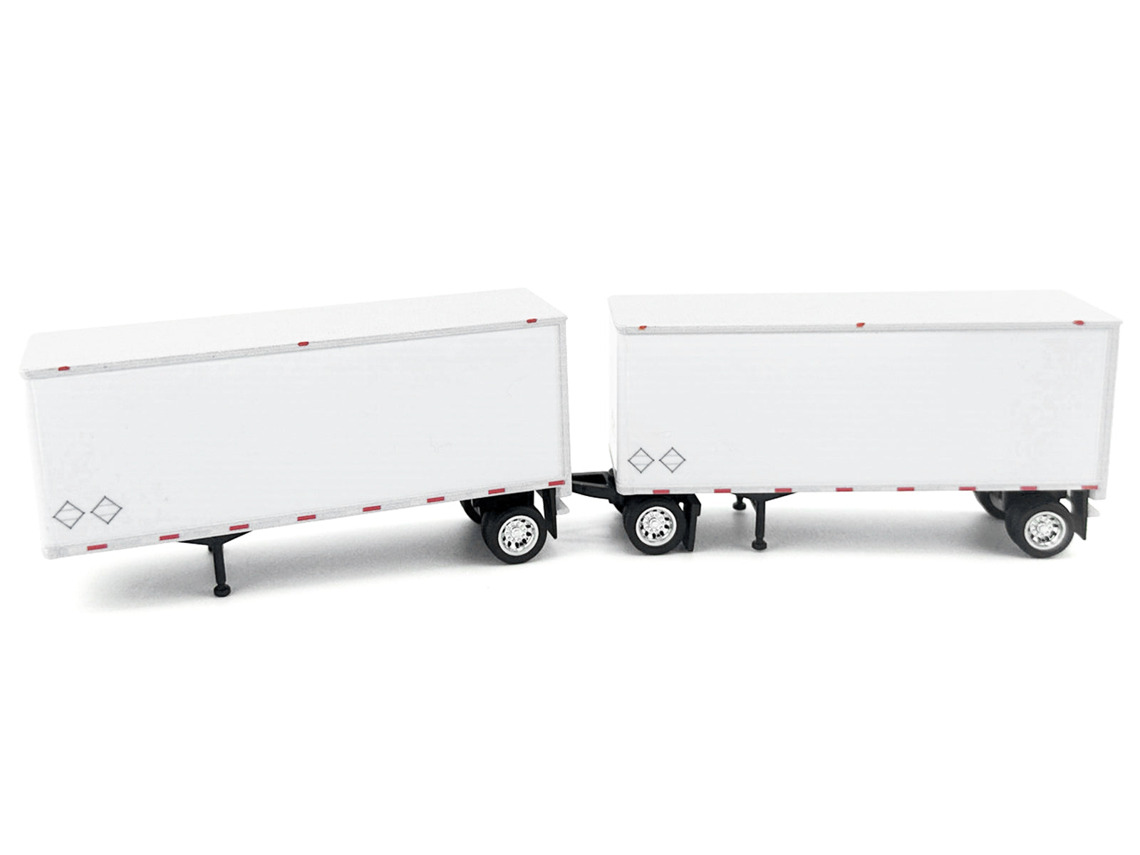 28' Dry Van Double Pup Trailers White Set of 2 pieces 1/87 (HO) Scale Plastic Model by HO Logistics - image 2