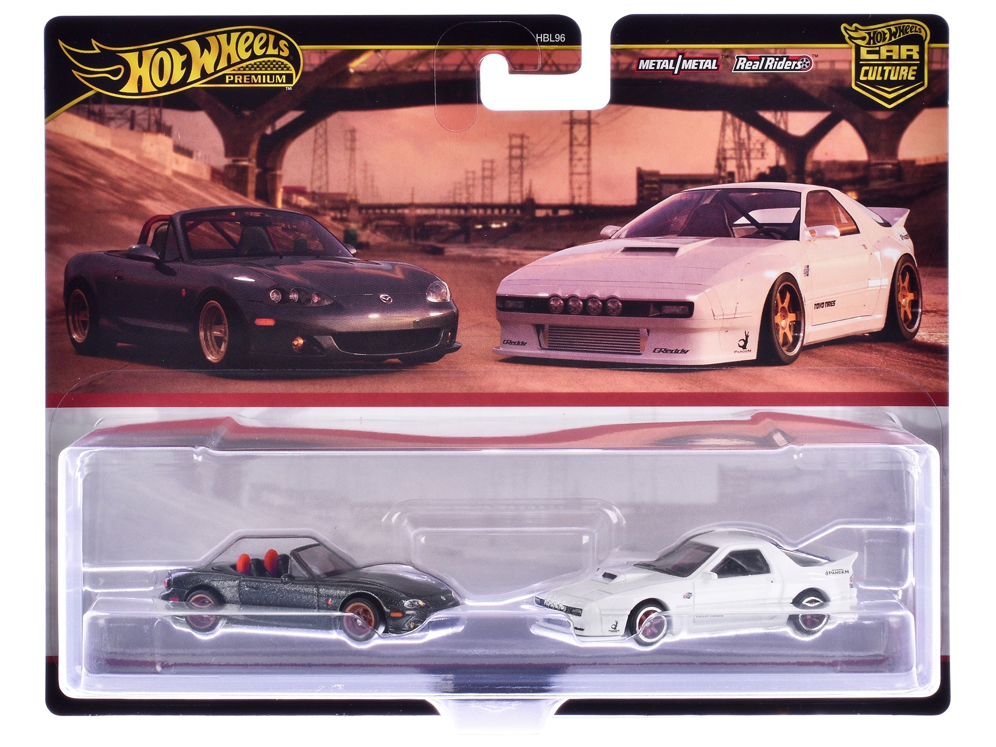 Mazda Mazdaspeed Miata Gray Metallic and Mazda RX7 FC Pandem White "Car Culture" Set of 2 Cars Diecast Model Cars by Hot Wheels - image 3