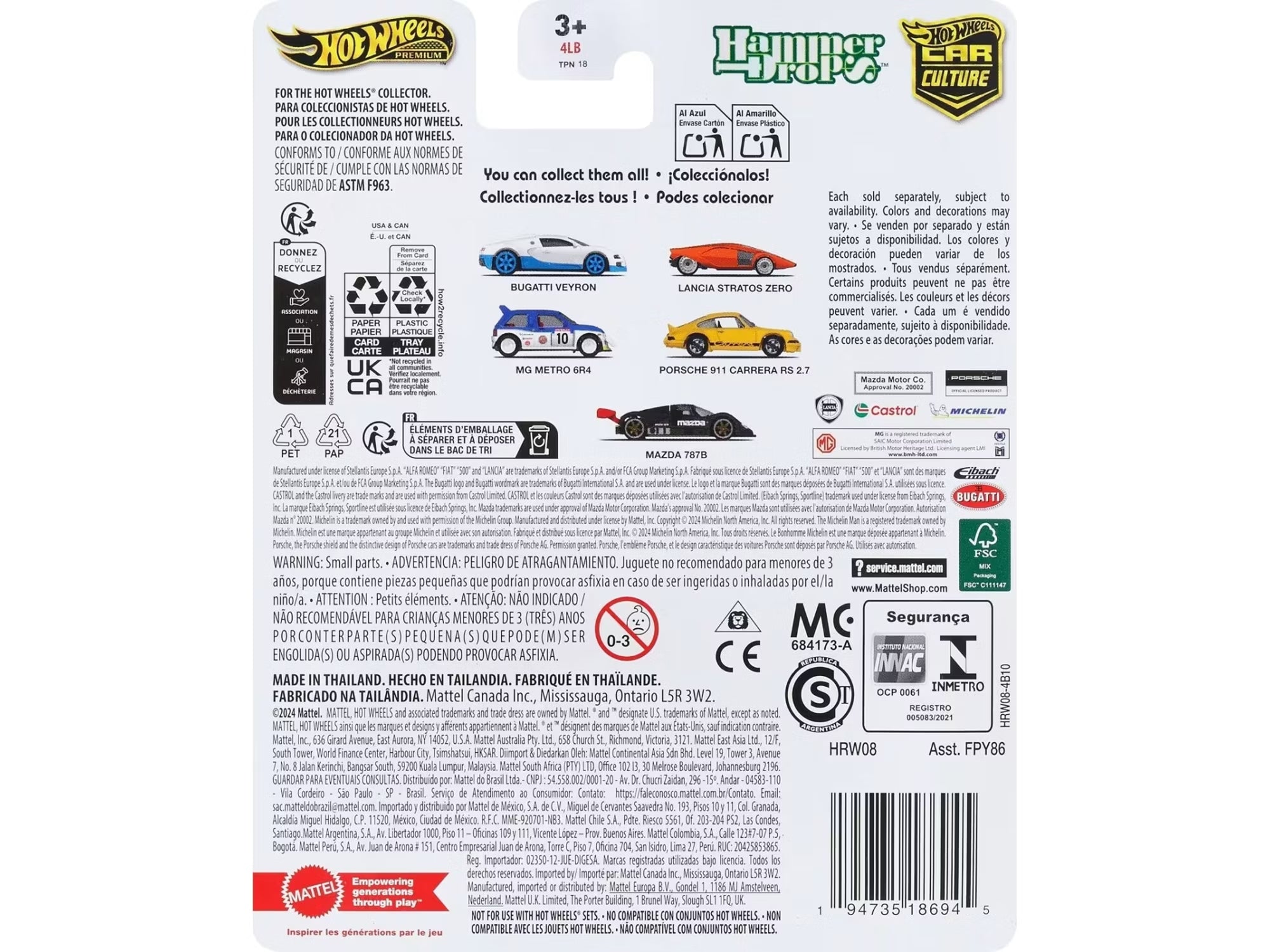 Mazda 787B Prototype Race Car Black "Hammer Drop" Series Diecast Model Car by Hot Wheels - image 2