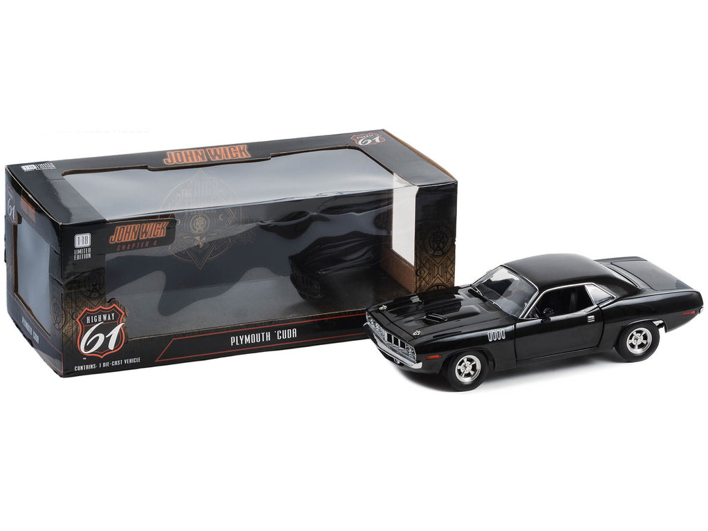 Plymouth Barracuda Black "John Wick: Chapter 4" (2023) Movie 1/18 Diecast Model Car by Highway 61 - image 3