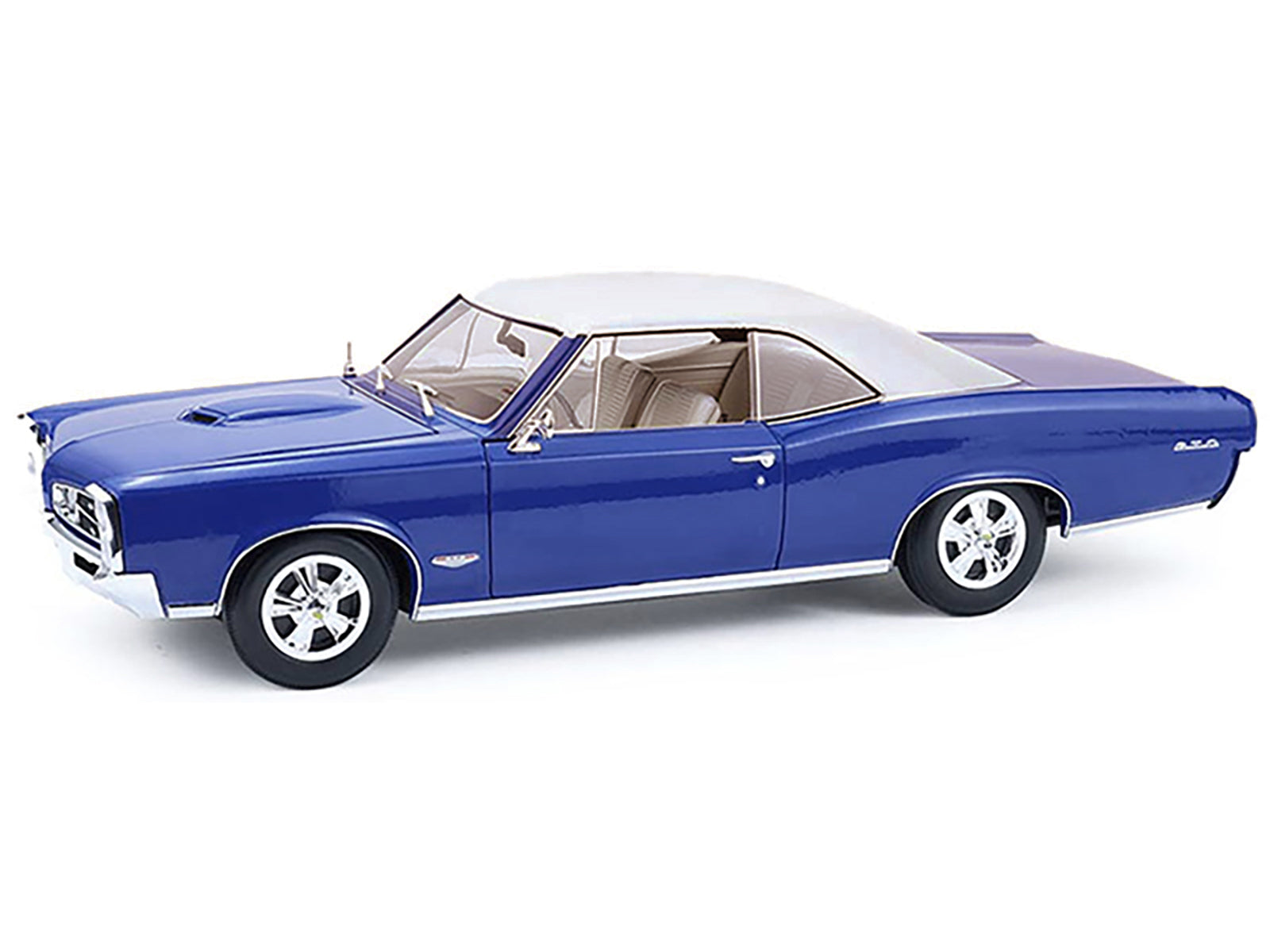 1966 Pontiac GTO Barrier Blue with White Top and Interior 1/18 Diecast Model Car by Highway 61 - image 2