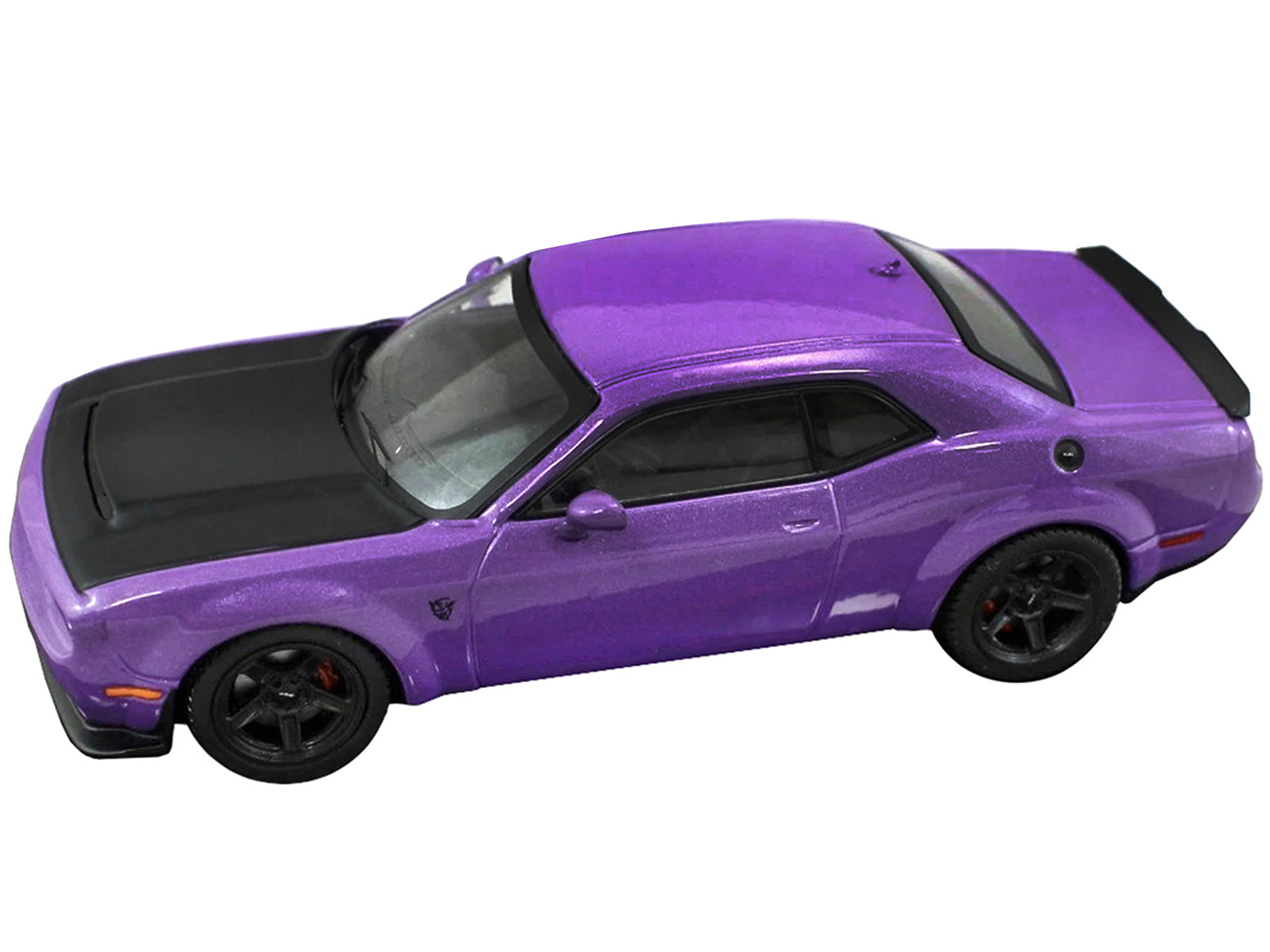 2018 Dodge Challenger SRT Demon Plum Crazy Metallic with Matt Black Hood 1/43 Diecast Model Car by IXO Models - image 2