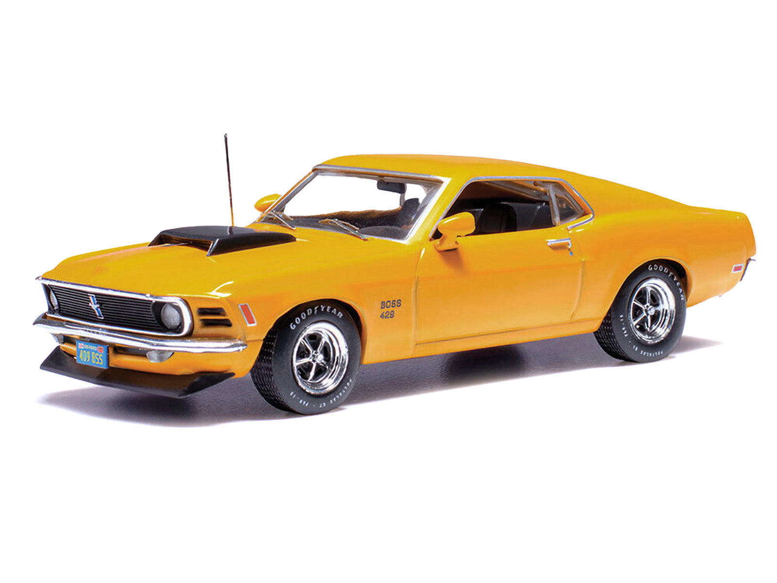 1970 Ford Mustang Boss 429 Bright Yellow with Black Hood Scoop 1/43 Diecast Model Car by IXO Models - image 2