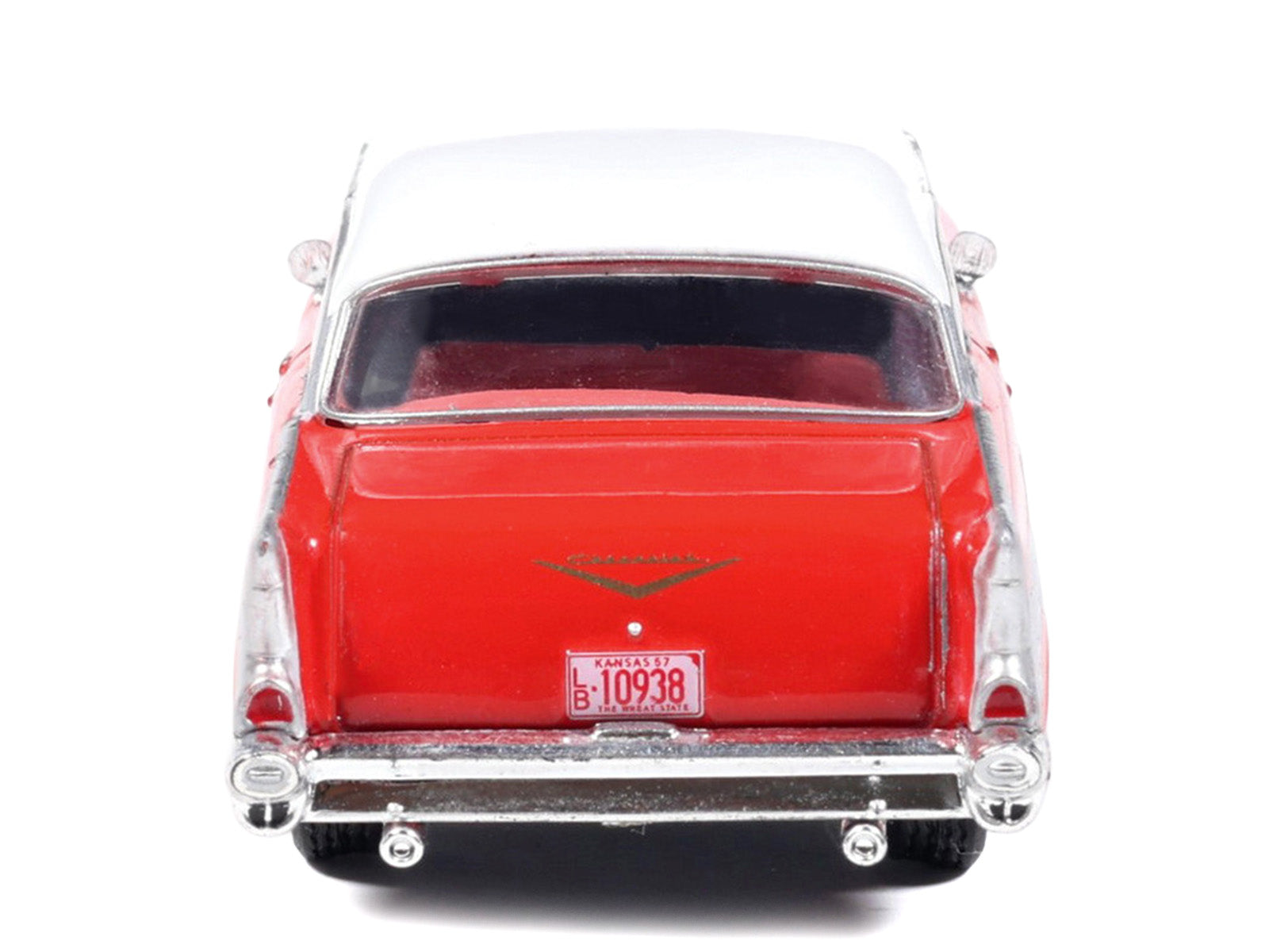 1957 Chevrolet Bel Air Red with White Top and Red Interior 1/64 Diecast Model by IXO Models - image 5