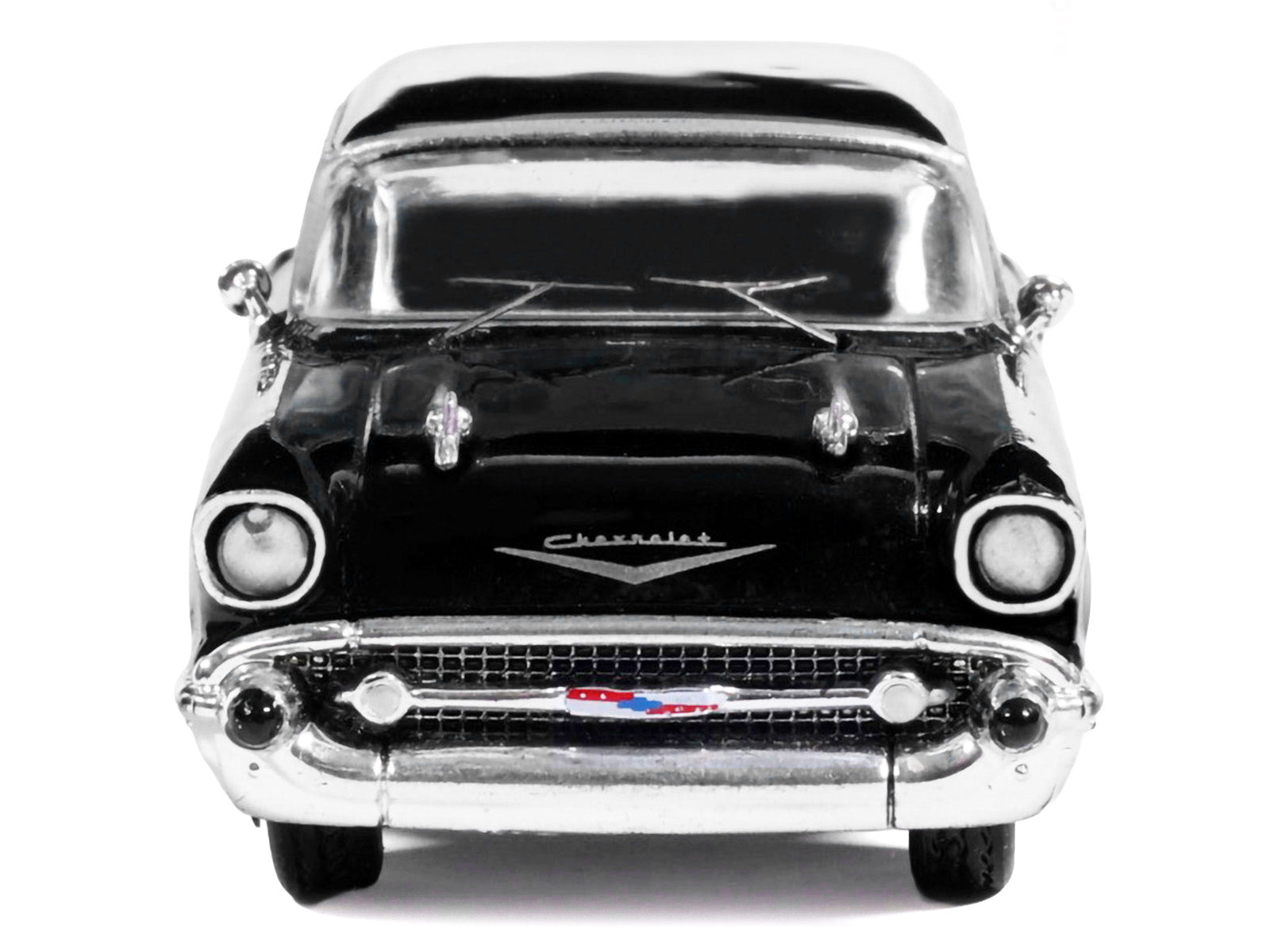 1957 Chevrolet One-Fifty Sedan Black and White 1/64 Diecast Model Car by IXO Models