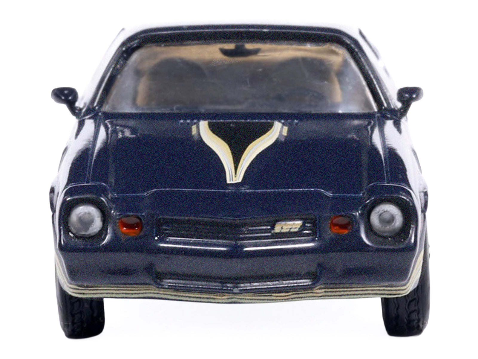 1981 Chevrolet Camaro Z28 Dark Blue Metallic with Gold Stripes and Interior 1/64 Diecast Model Car by IXO Models - image 4