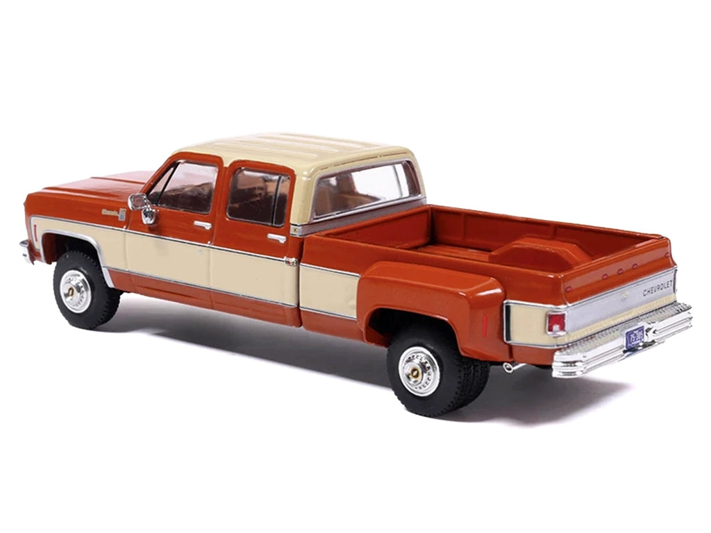 1975 Chevrolet Silverado K30 Crew Cab Dually Pickup Truck Grecian Bronze and Santa Fe Tan 1/64 Diecast Model Car by IXO Model