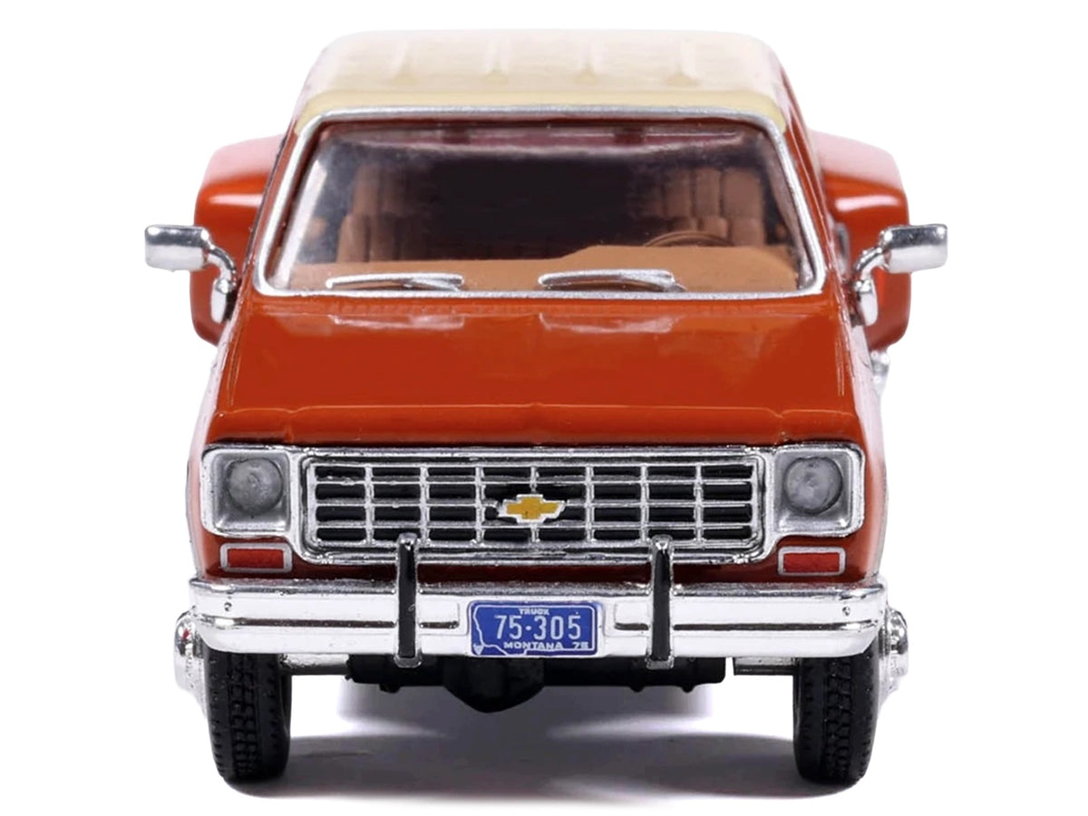 1975 Chevrolet Silverado K30 Crew Cab Dually Pickup Truck Grecian Bronze and Santa Fe Tan 1/64 Diecast Model Car by IXO Model