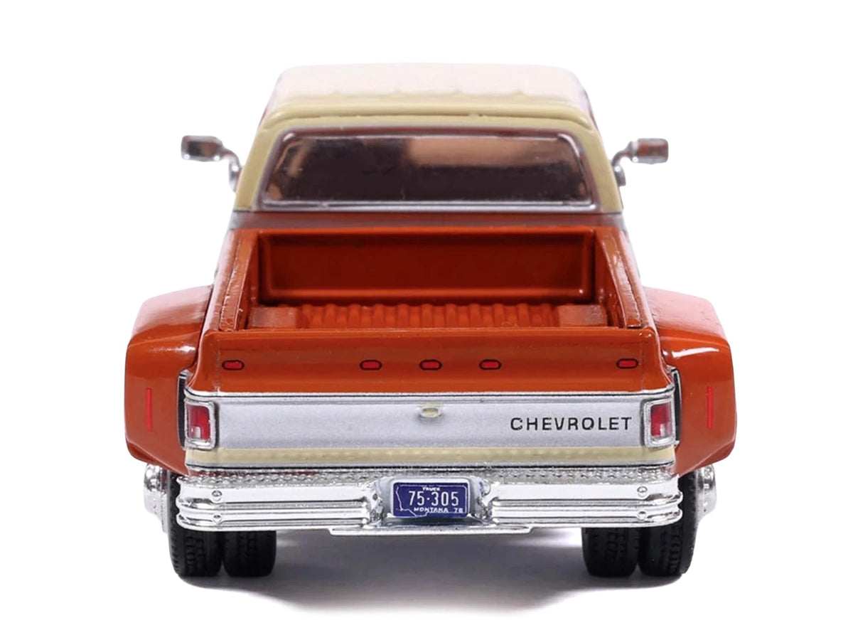 1975 Chevrolet Silverado K30 Crew Cab Dually Pickup Truck Grecian Bronze and Santa Fe Tan 1/64 Diecast Model Car by IXO Model