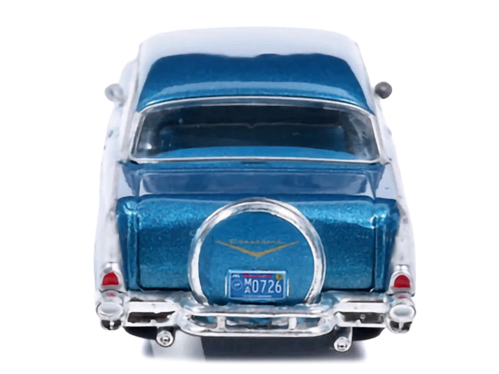 1957 Chevrolet Bel Air Sedan Harbor Blue Metallic with Blue Interior 1/64 Diecast Model Car by IXO Models