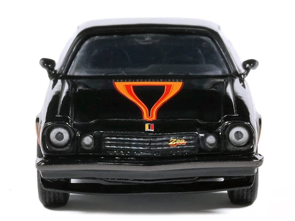 1977 Chevrolet Camaro Z28 Black with Stripes 1/64 Diecast Model Car by IXO Models
