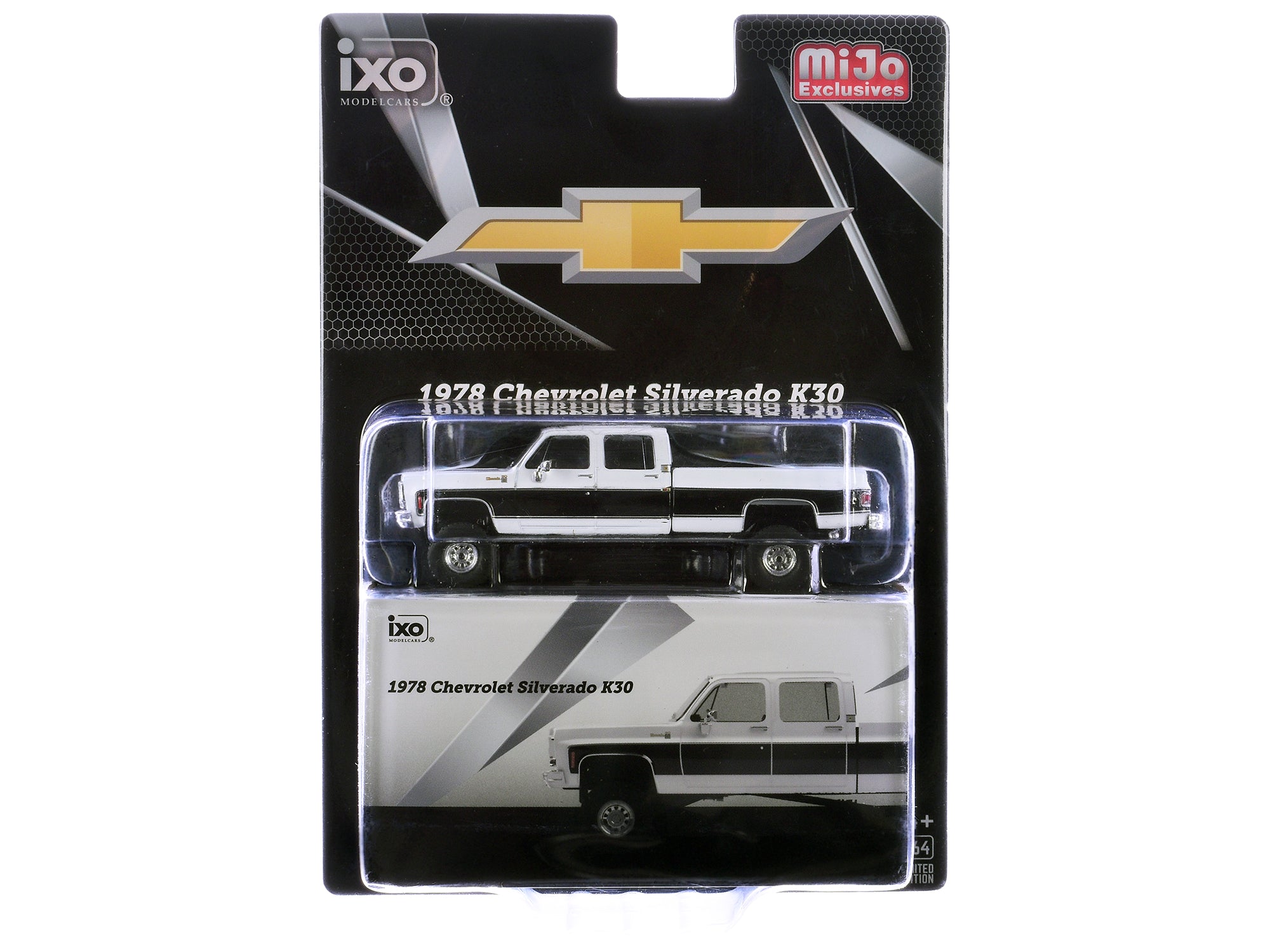 1978 Chevrolet Silverado K30 Crew Cab Pickup Truck White and Black 1/64 Diecast Model Car by IXO Models - image 3