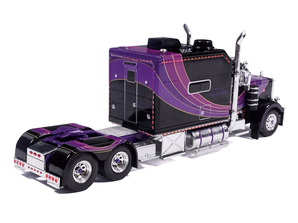 Peterbilt 379 Truck with Sleeper and Dry Goods Trailer Night Moves Black with Graphics J1 Diecast Series 1/64 - image 3