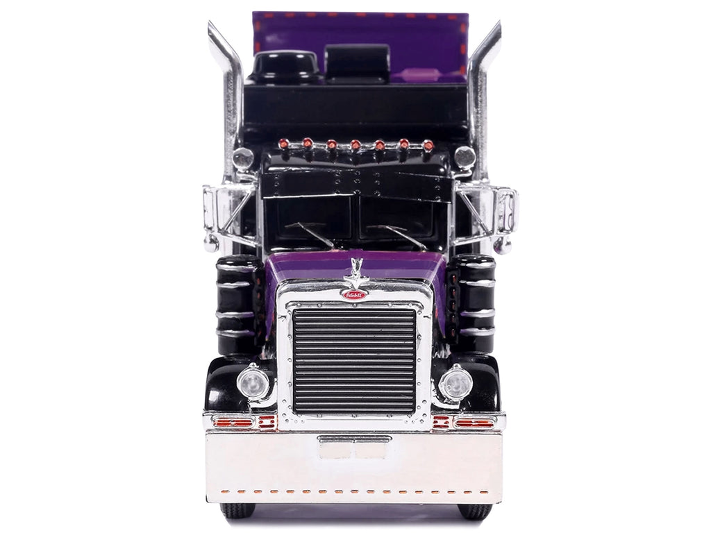 Peterbilt 379 Truck with Sleeper and Dry Goods Trailer Night Moves Black with Graphics J1 Diecast Series 1/64 - image 5