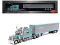 Peterbilt 379 Truck with Sleeper and Dry Goods Trailer TransAmerica Gray with Seafoam Green Graphics J1 Diecast - image 1