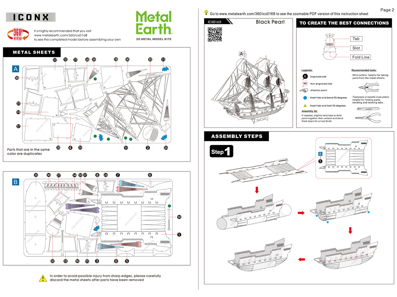 Model Kit Black Pearl Ship Black Version (Moderate Difficulty) Steel Model by Metal Earth - image 4