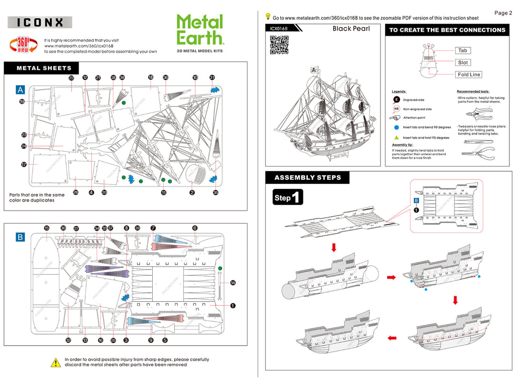 Model Kit Black Pearl Ship Black Version (Moderate Difficulty) Steel Model by Metal Earth - image 4