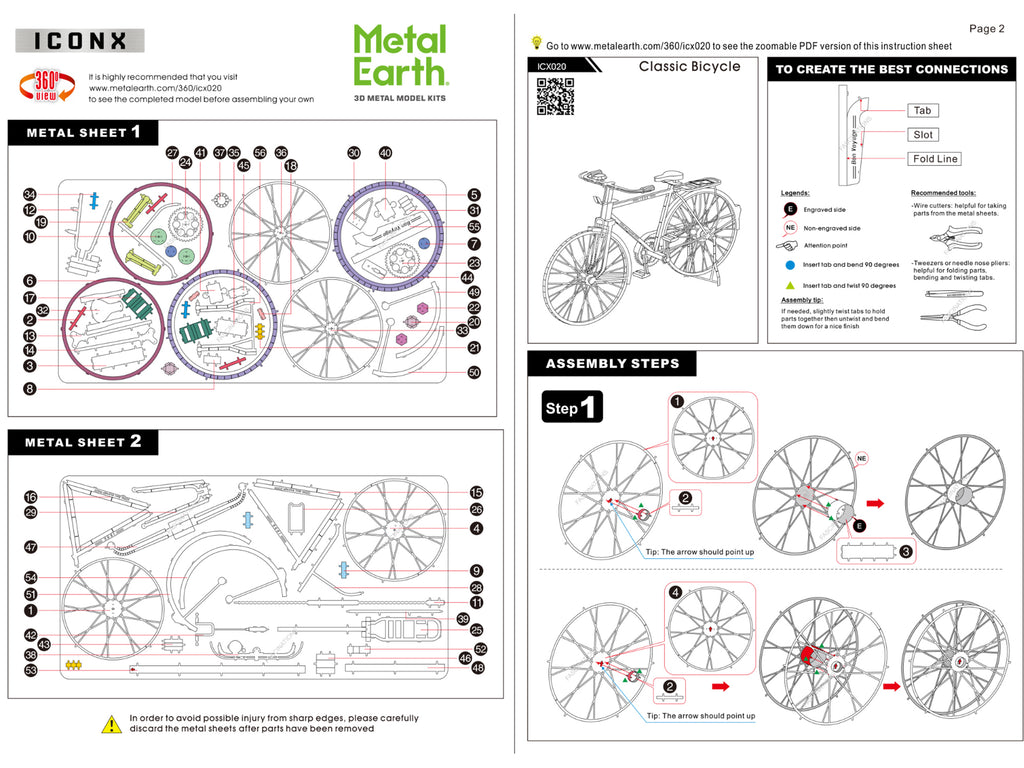 Model Kit Classic Bicycle "Bon Voyage" (Challenging Difficulty) Steel Model by Metal Earth - image 4