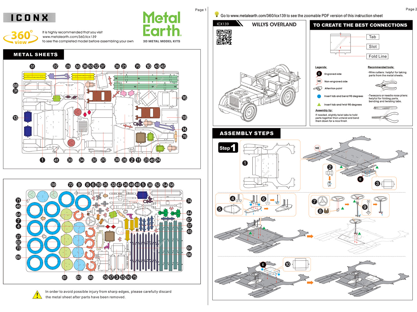 Model Kit Willys Overland Jeep (Challenging Difficulty) Steel Model by Metal Earth - image 5