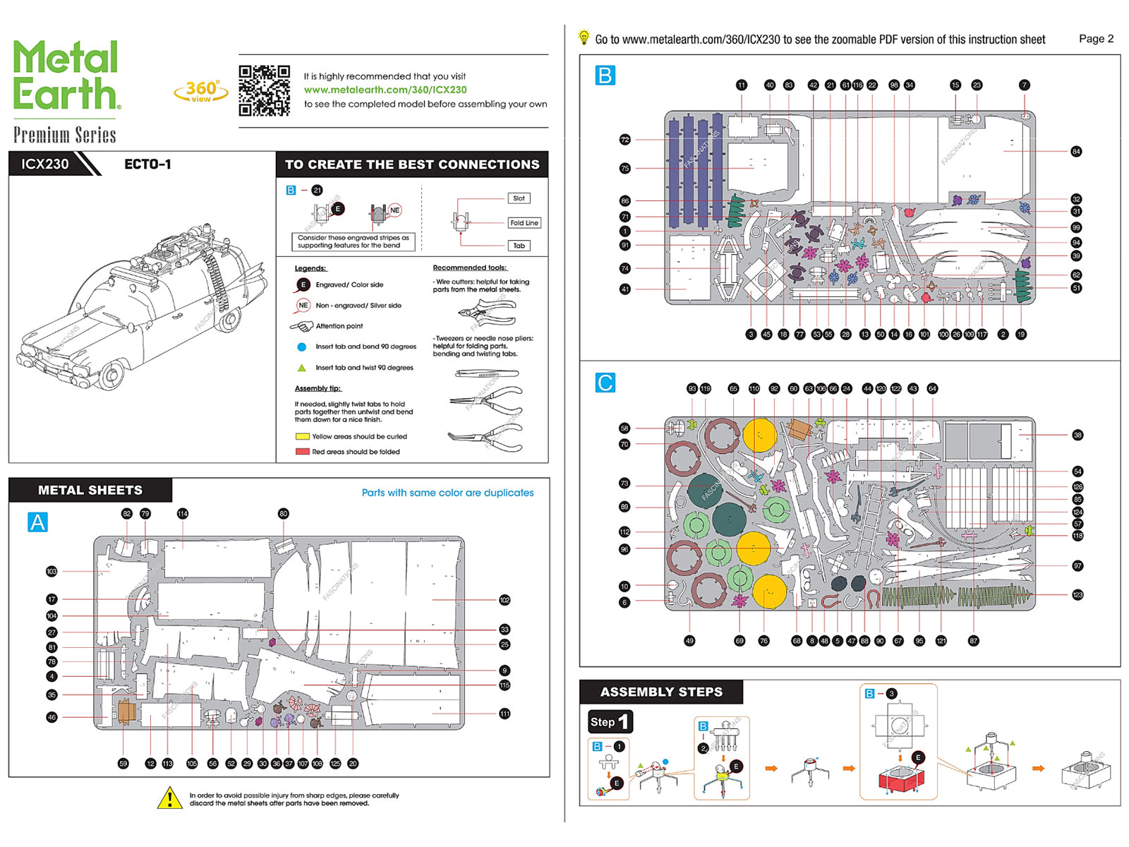 Model Kit Ecto-1 Car White "Ghostbusters" (1984) Movie (Challenging Difficulty) Steel Model by Metal Earth - image 4