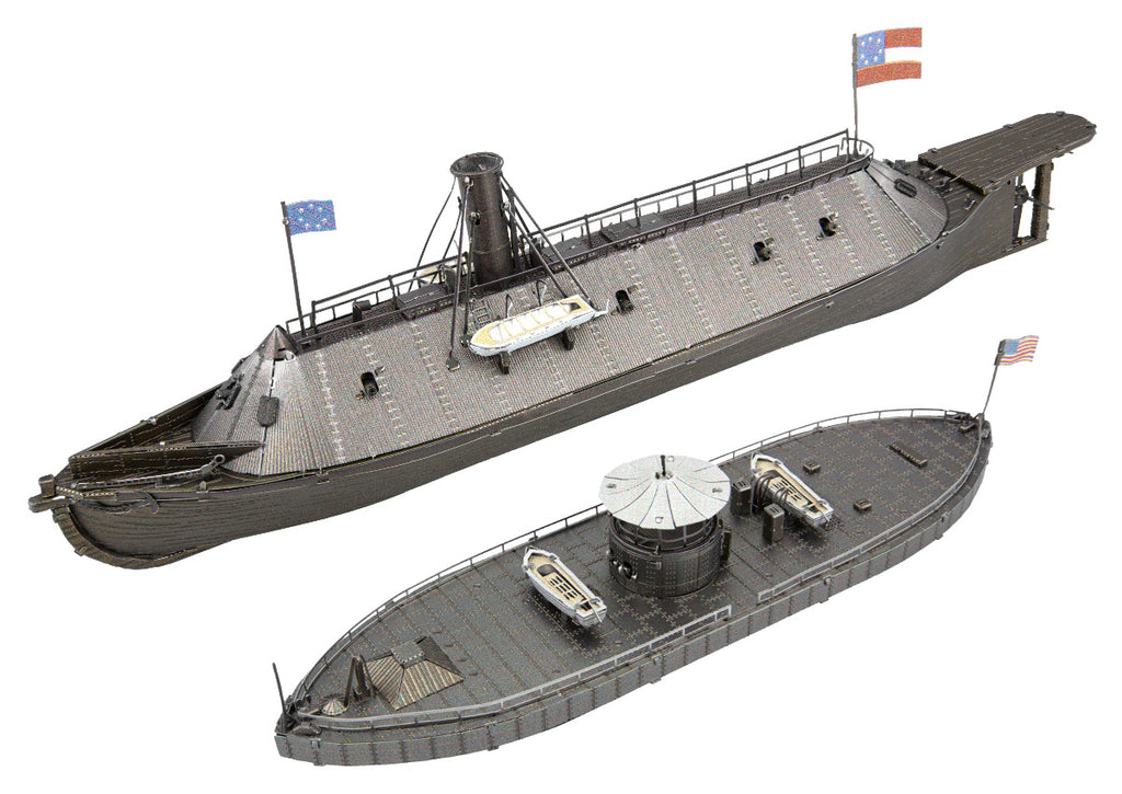 Model Kit USS Monitor and USS Merrimack Ironclad Warships "Battle of the Ironclads" (Challenging Difficulty) Steel Model by Metal Earth - image 2