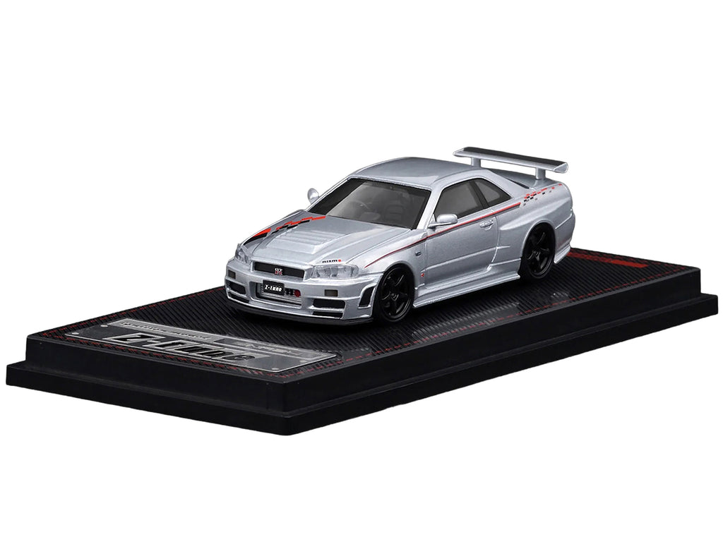 Nissan Skyline GT-R (BNR34) Z-Tune Nismo RHD (Right Hand Drive) Silver Metallic with Graphics 1/64 Diecast Model Car by Ignition Model - image 2