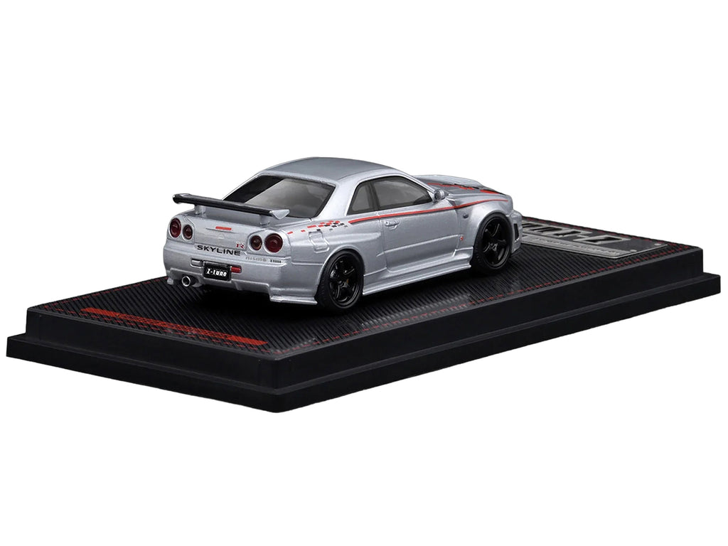 Nissan Skyline GT-R (BNR34) Z-Tune Nismo RHD (Right Hand Drive) Silver Metallic with Graphics 1/64 Diecast Model Car by Ignition Model - image 3