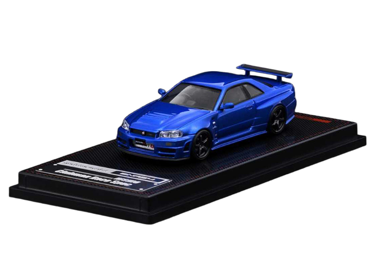 Nissan Skyline GT-R (BNR34) Nismo RHD (Right Hand Drive) Blue Metallic 1/64 Diecast Model Car by Ignition Model - image 2