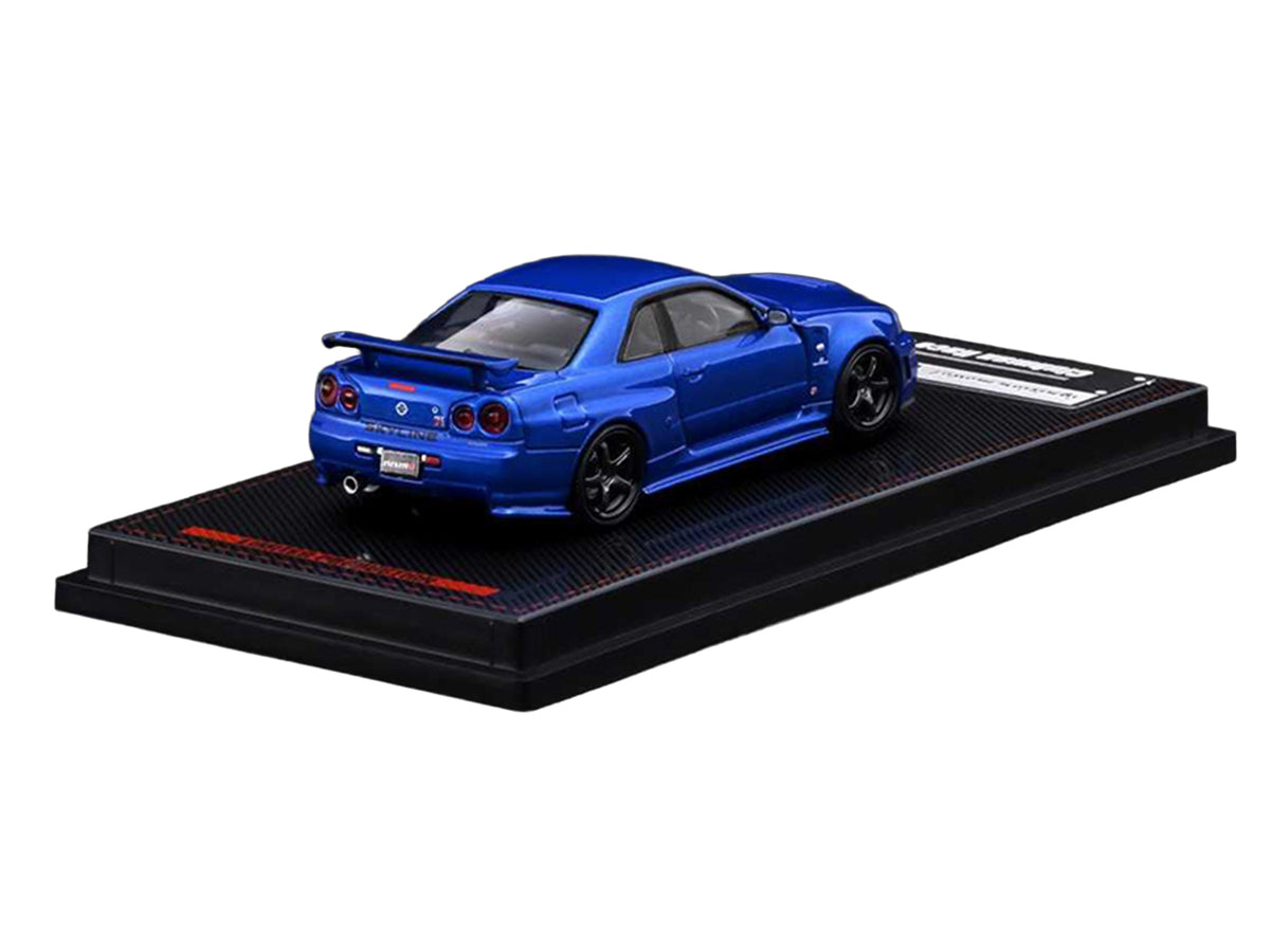 Nissan Skyline GT-R (BNR34) Nismo RHD (Right Hand Drive) Blue Metallic 1/64 Diecast Model Car by Ignition Model - image 3