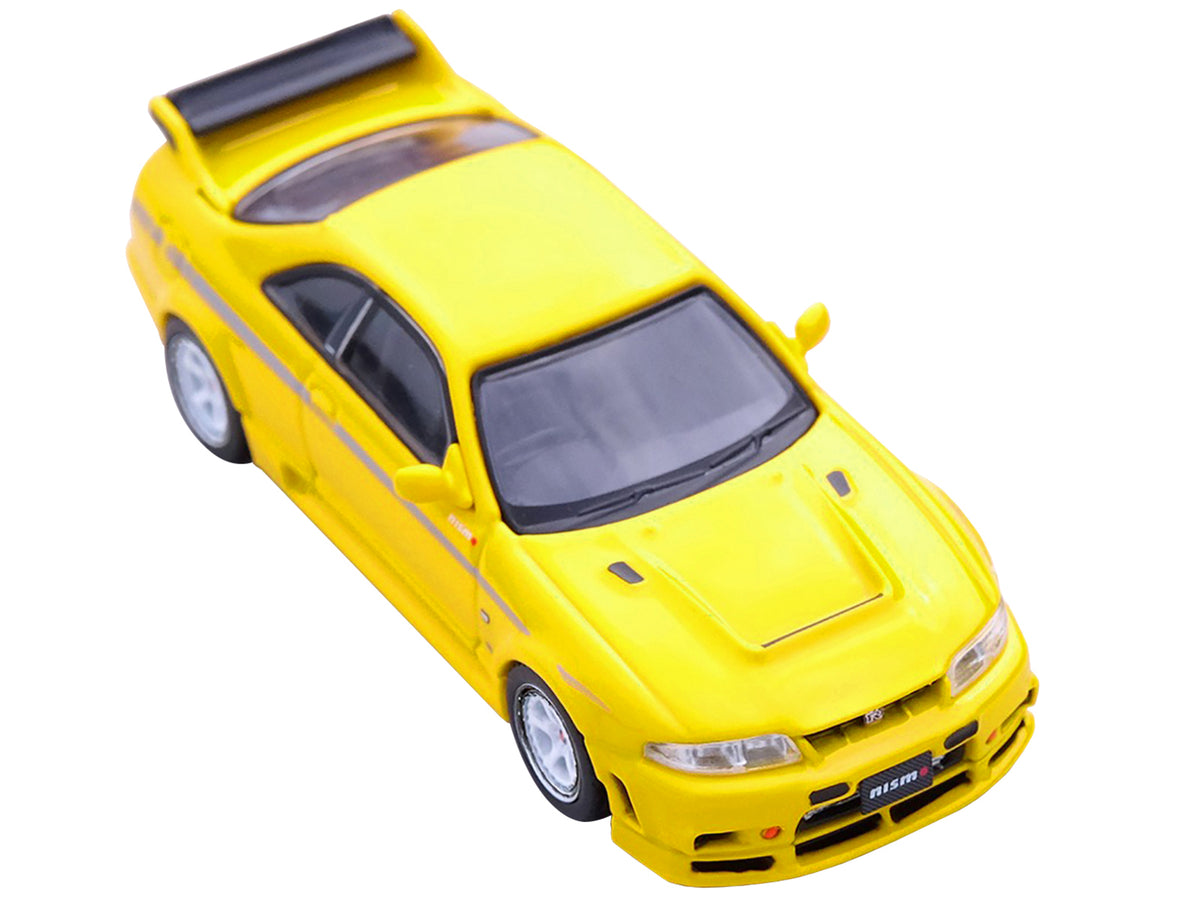 Nissan Skyline GT-R (R33) Nismo 400R RHD (Right Hand Drive) Lightning Yellow with Silver Stripes 1/64 Diecast Model Car by Inno Models - image 2