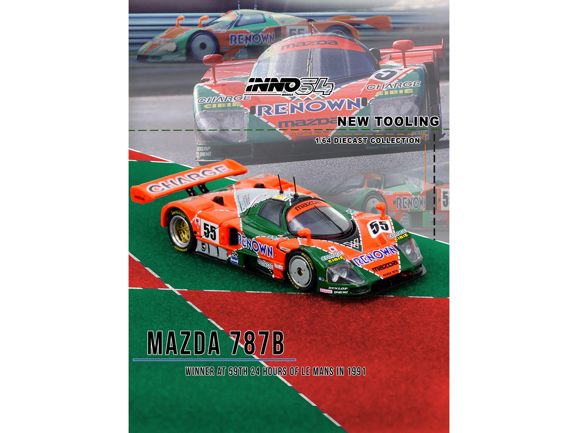 Mazda 787B #55 Johnny Herbert - Volker Weidler - Bertrand Gachot "Mazdaspeed" Winner "24 Hours of Le Mans" (1991) 1/64 Diecast Model Car by Inno Models