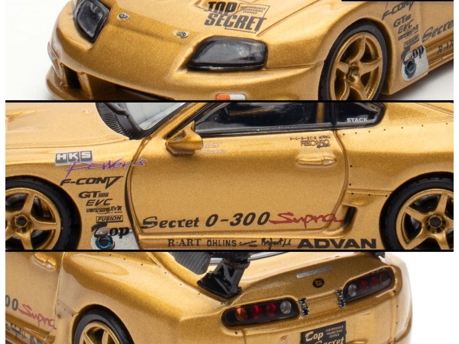 Toyota Supra (A80) "Top Secret" GT300 RHD (Right Hand Drive) Gold Metallic "Tokyo Auto Salon 2025 Event Exclusive" 1/64 Diecast Model Car by Inno Models - image 2