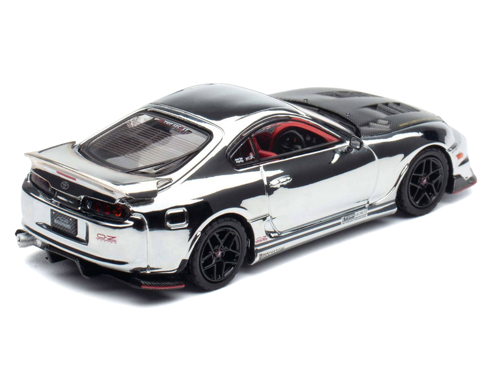 Toyota Supra (A80) "Top Secret" GT300 RHD (Right Hand Drive) Chrome with Carbon Hood and Red Interior "Tokyo Auto Salon 2026 Event Exclusive" 1/64 Diecast Model Car by Inno Models - image 4