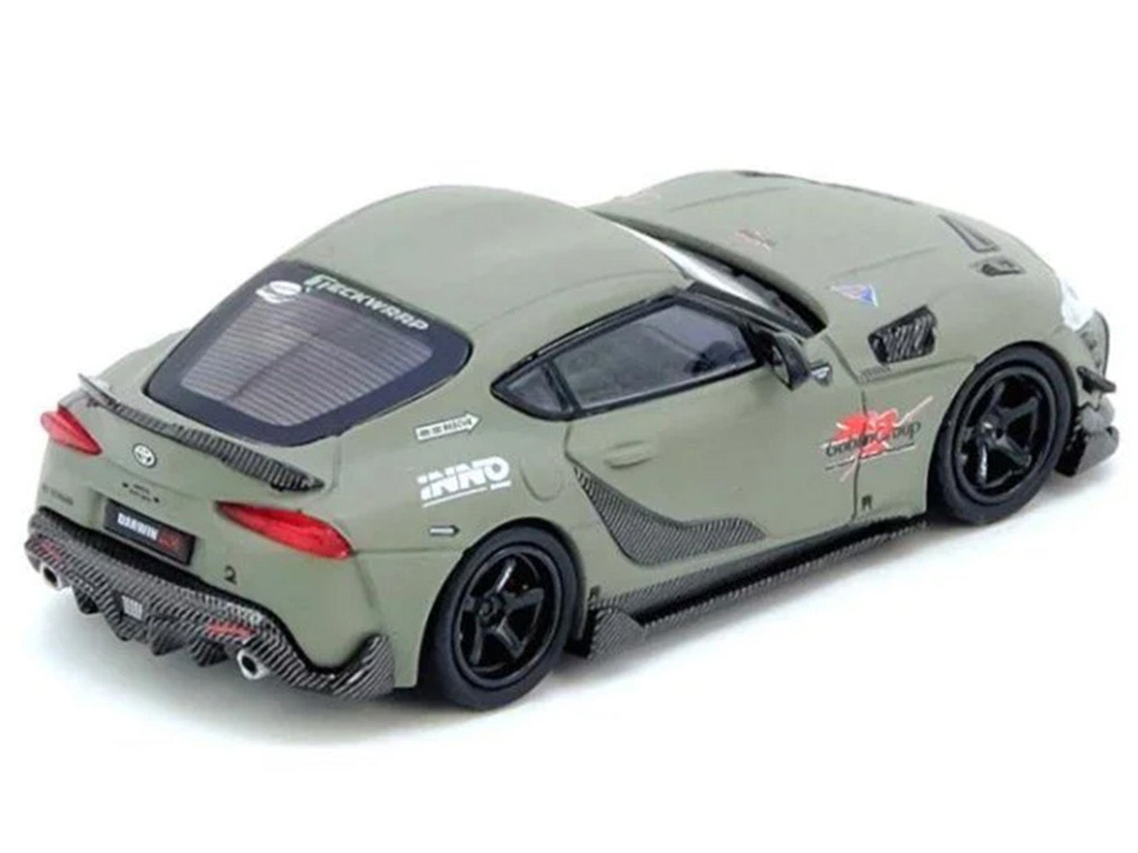 Toyota Supra (A90) "DarwinPro" Matt Green with Carbon Accents 1/64 Diecast Model Car by Inno Models - image 3