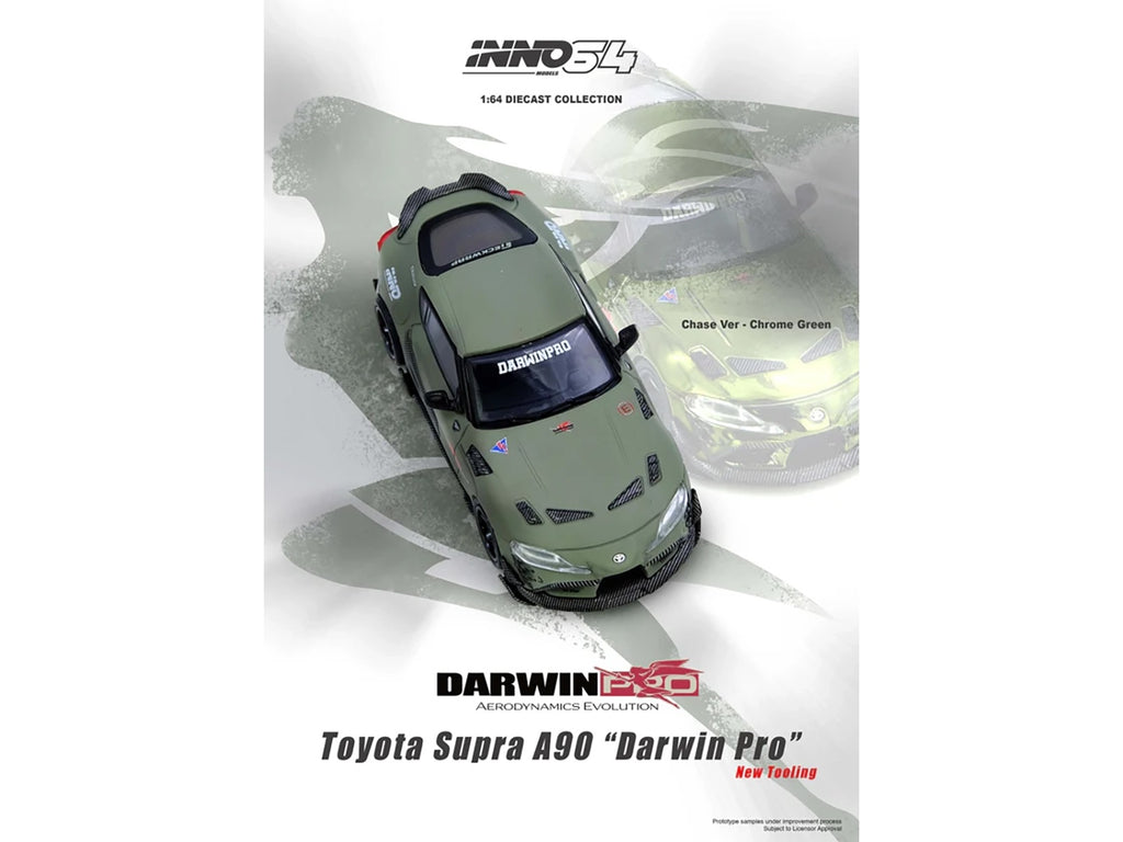 Toyota Supra (A90) "DarwinPro" Matt Green with Carbon Accents 1/64 Diecast Model Car by Inno Models - image 5