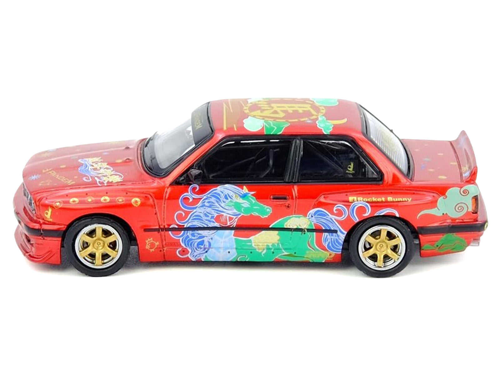 Pandem Rocket Bunny E30 "Year of the Horse - Chinese New Year 2026 Special Edition" Red Metallic with Graphics Limited Edition to 8888 pieces Worldwide 1/64 Diecast Model Car by Inno Models - image 2