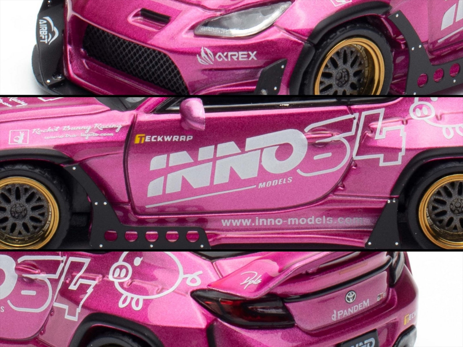 Toyota GR86 "Pandem Rocket Bunny" RHD (Right Hand Drive) Pink Metallic with Graphics "APA XPO 2025 Event Exclusive" 1/64 Diecast Model Car by Inno Models - image 2