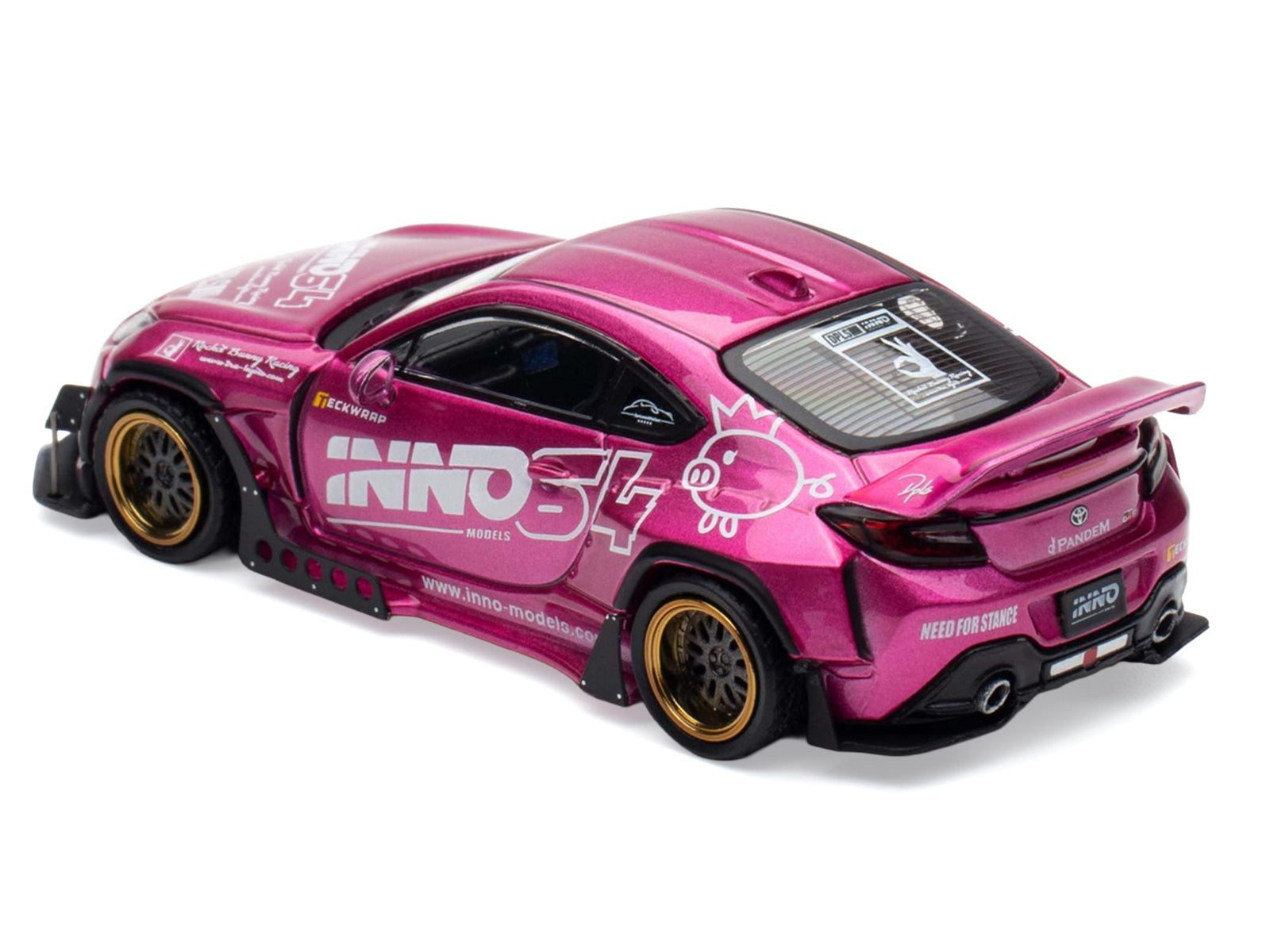 Toyota GR86 "Pandem Rocket Bunny" RHD (Right Hand Drive) Pink Metallic with Graphics "APA XPO 2025 Event Exclusive" 1/64 Diecast Model Car by Inno Models - image 4