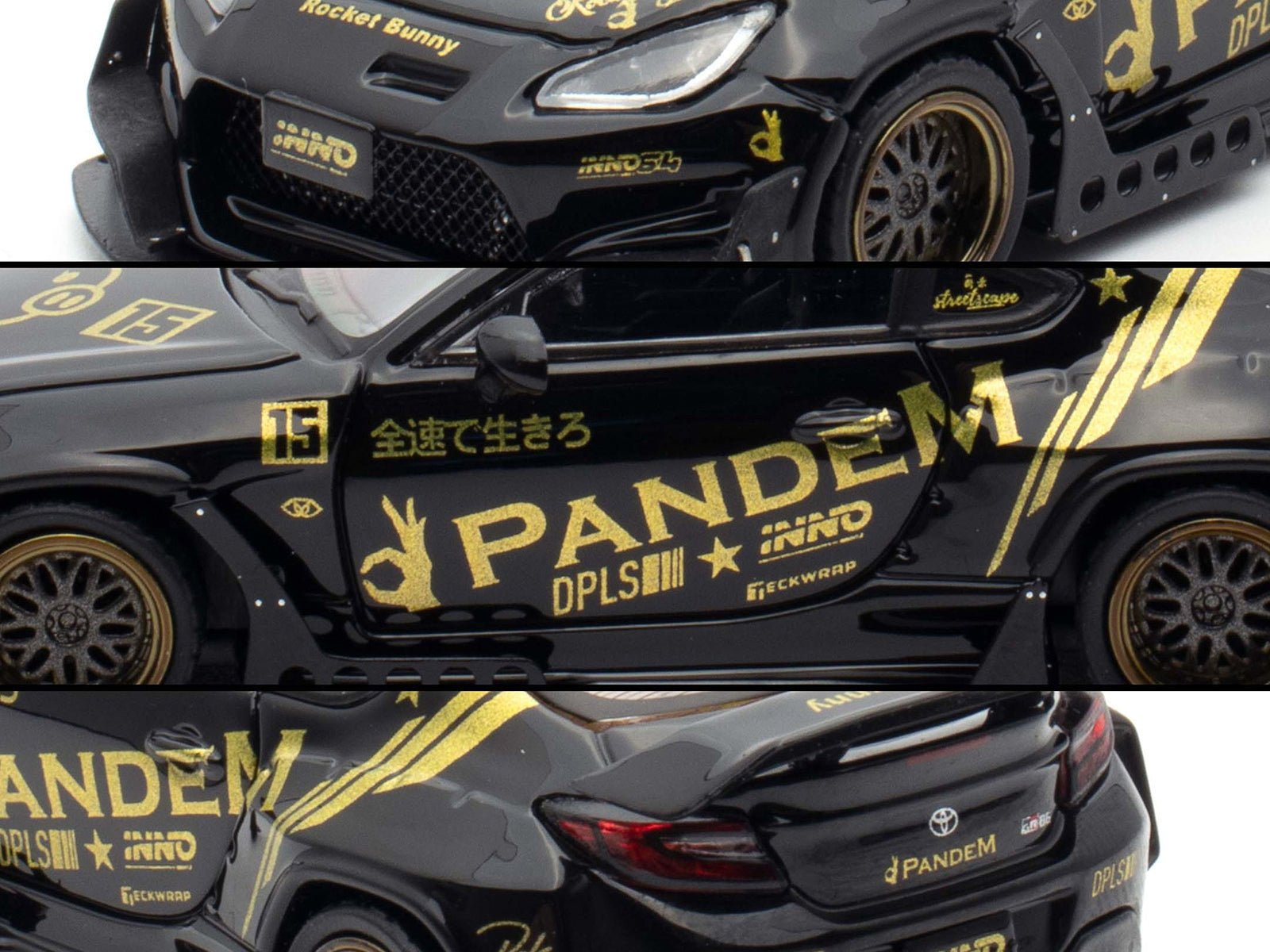 Toyota GR86 "Pandem" RHD (Right Hand Drive) Black with Gold Graphics "Hobby Expo China 2025 Event Exclusive" 1/64 Diecast Model Car by Inno Models - image 2