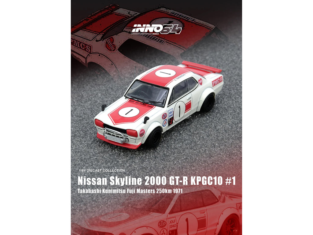 Nissan Skyline 2000 GT-R (KPGC10) #1 RHD (Right Hand Drive) Takahashi Kinimitsu "Fuji Masters 250km" (1971) 1/64 Diecast Model Car by Inno Models - image 3