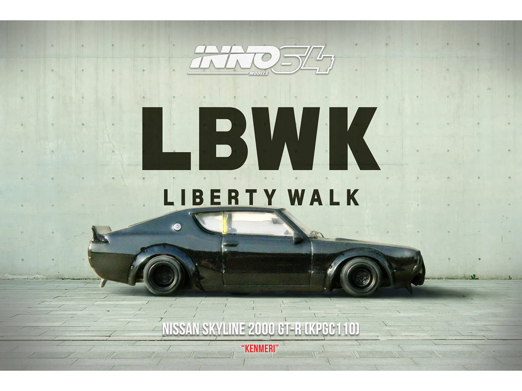 Nissan Skyline 2000 GT-R (KPGC110) RHD (Right Hand Drive) "LB-Works" Black 1/64 Diecast Model Car by Inno Models - image 3