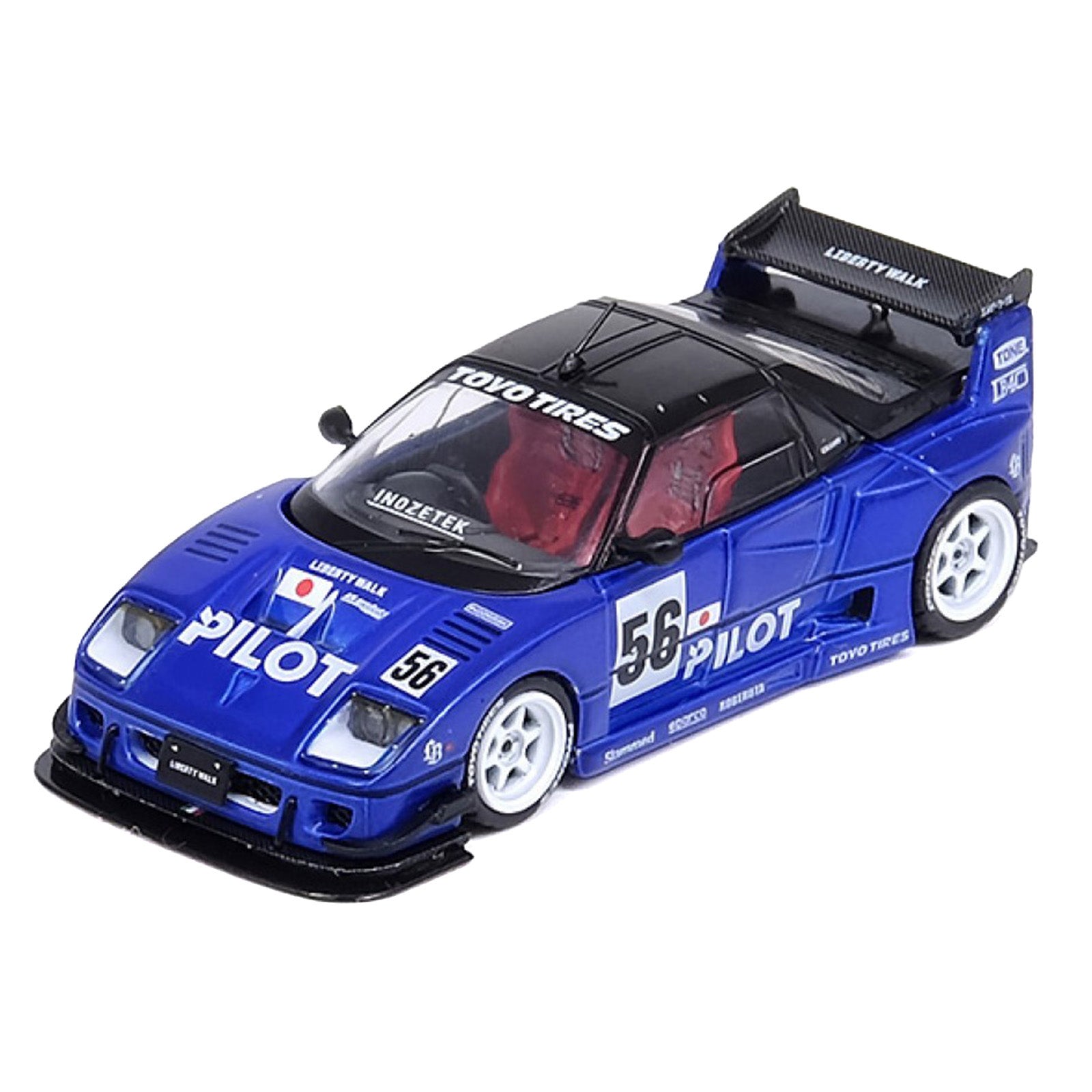 Mazda AZ-1 Liberty Walk LB40 RHD (Right Hand Drive) #56 "Pilot" Blue with Black Top 1/64 Diecast Model Car by Inno Models - image 2